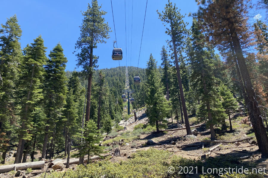 A Ski Gondola Climbs The Mountain
