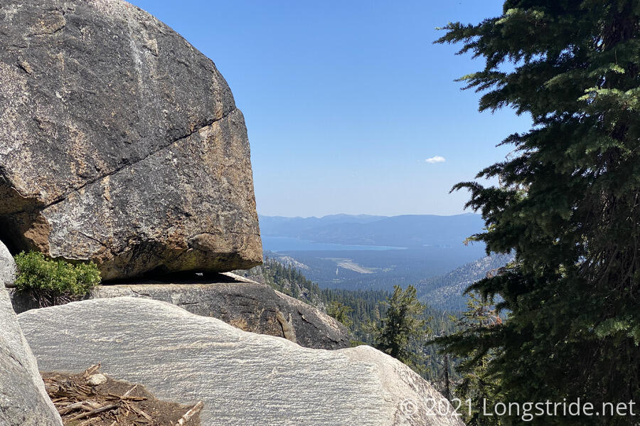 Lake Tahoe Peeks Out From Behind a Rock