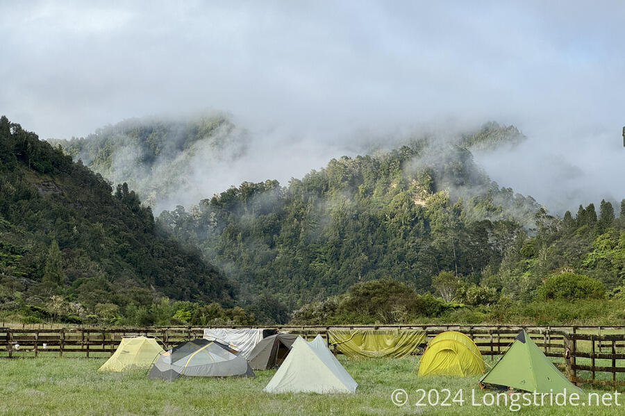 Tents at the Whakahoro Bunkroom